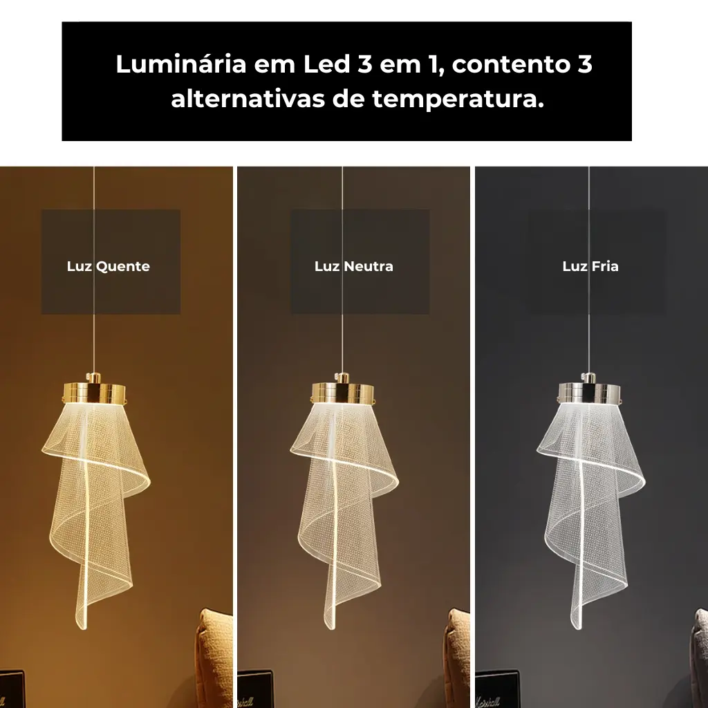 Luminária Pendente em Led Luxury 3 em 1